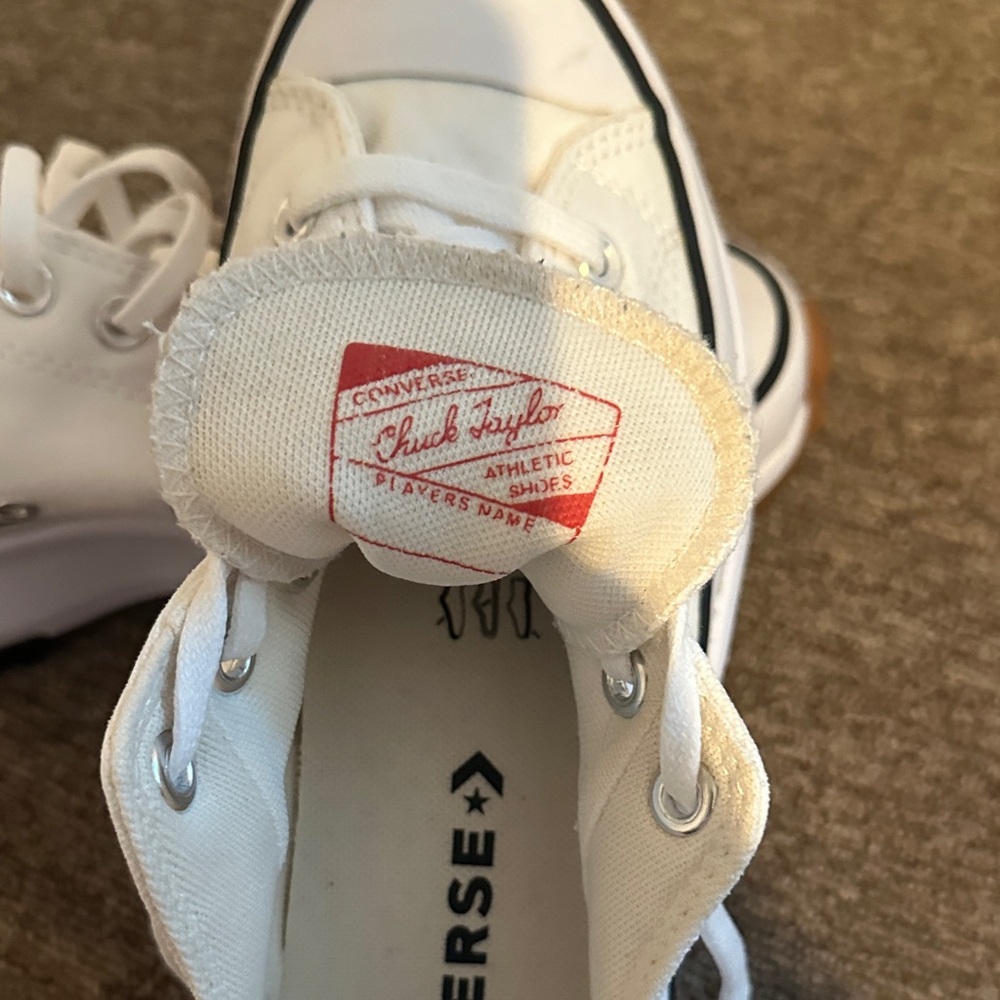 Converse White and Black Platform Sneakers - Picture 4 of 5